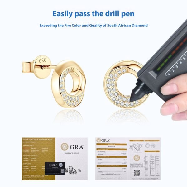 Internet celebrity full diamond moissanite rotating circle Earring - Image 5