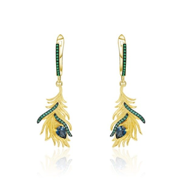 Luan Bird Gold Feather Series Natural Topaz Earring