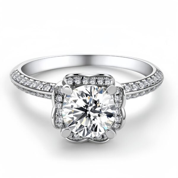 1.0c Floral Moissanite Ring