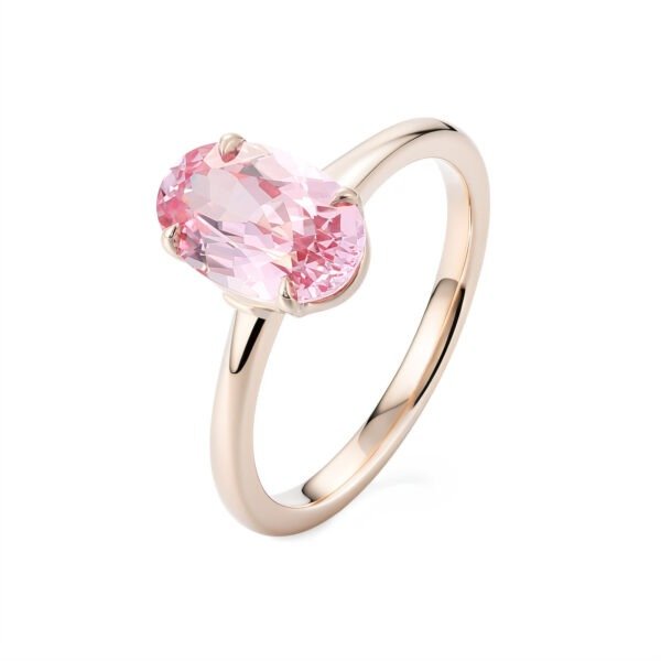 14K Gold Classic Oval 4.0 Carat Lab Gemstone Engagement Ring - Image 6