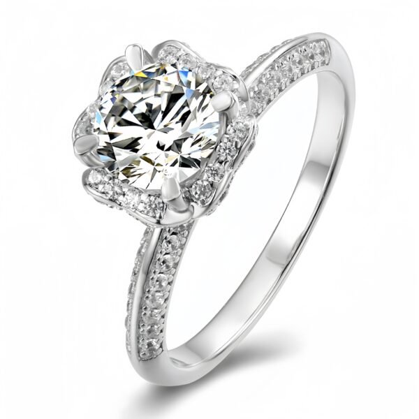 1.0c Floral Moissanite Ring - Image 8