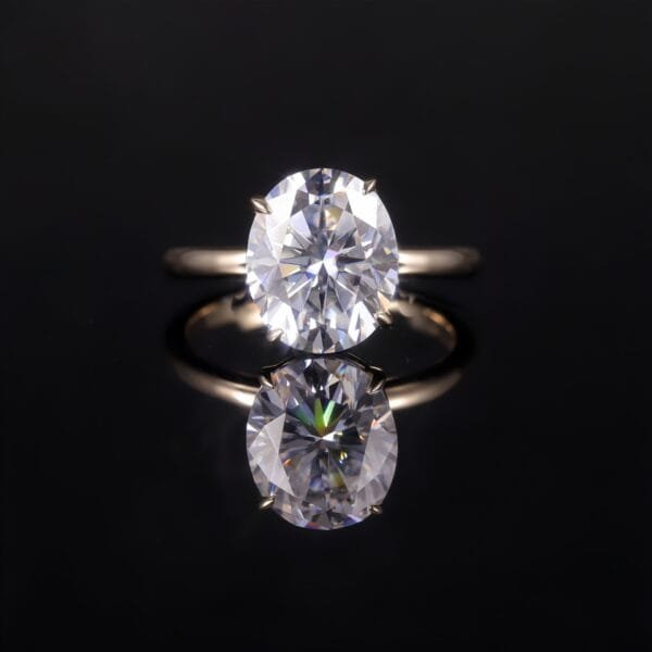 18K pure gold oval 5.0 carat Moissanite Engagement Ring