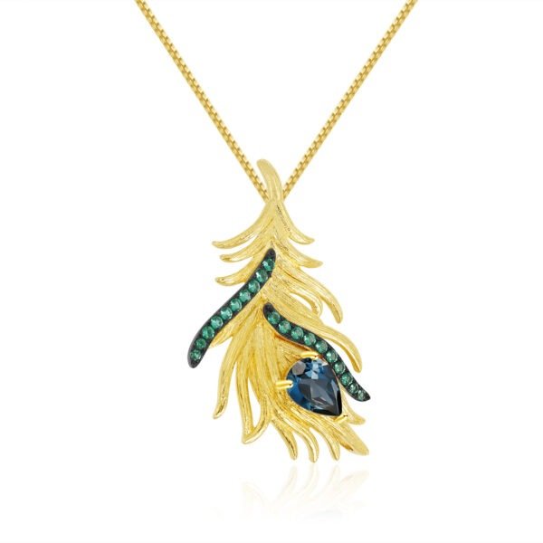 Luan Bird Gold Feather Series Natural Topaz Necklace Pendant