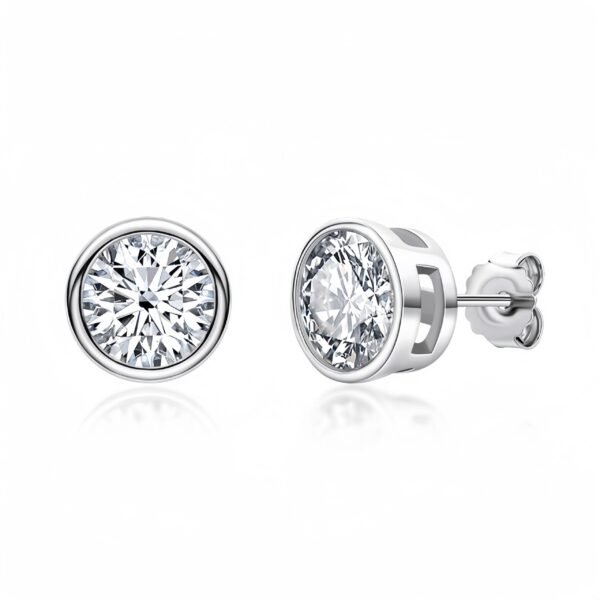 Designer 925 Silver Round Moissanite Earring - Image 4