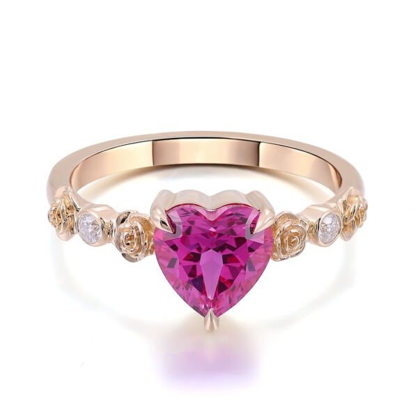 14K Gold Heart Shape 2.0 Carat Jedi Knight Gemstone Ring