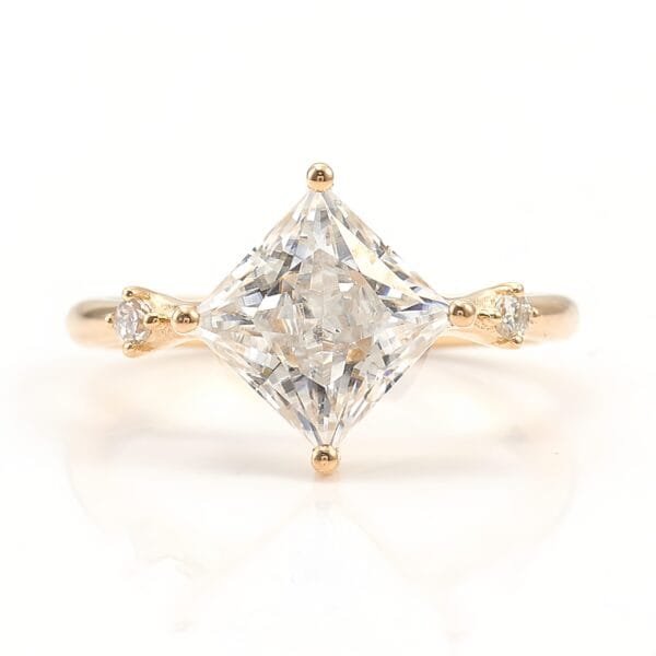 18K Pure Gold 2.0 Carat Moissanite Engagement Ring - Image 5