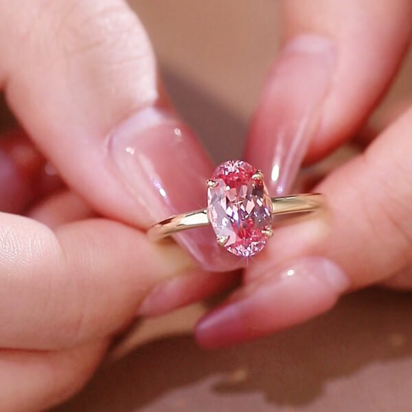 14K Gold Classic Oval 4.0 Carat Lab Gemstone Engagement Ring - Image 2
