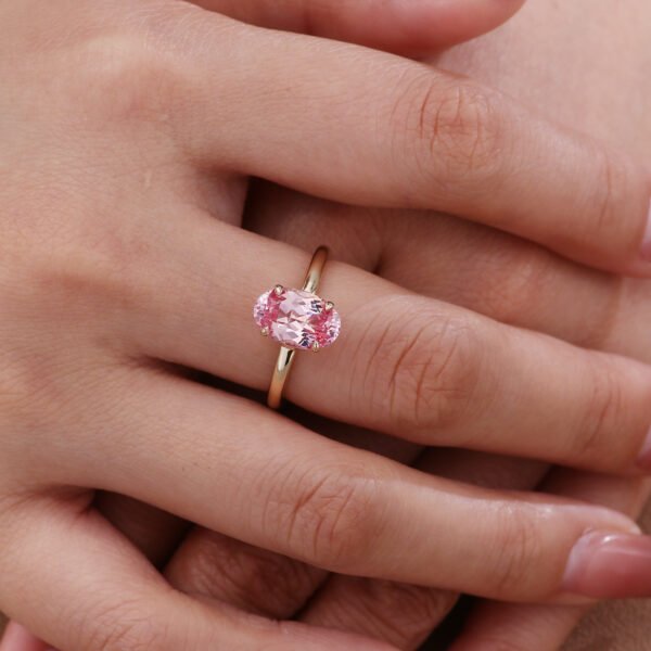 14K Gold Classic Oval 4.0 Carat Lab Gemstone Engagement Ring - Image 3