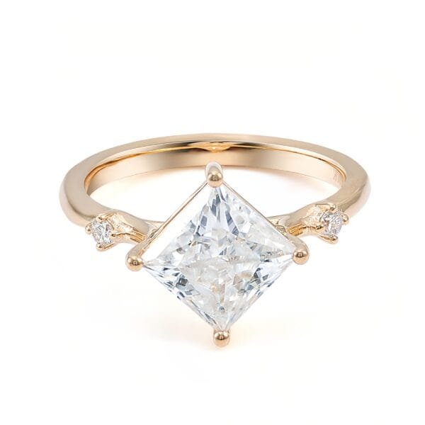 18K Pure Gold 2.0 Carat Moissanite Engagement Ring