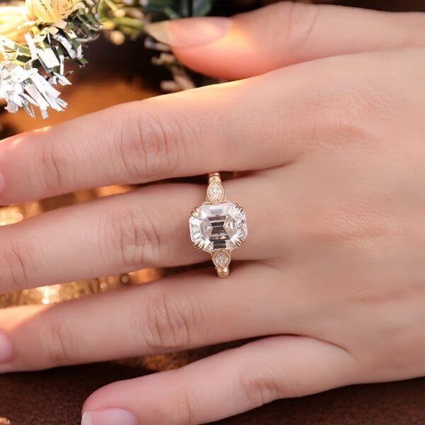 18K White Gold Moissanite Ring - Image 3
