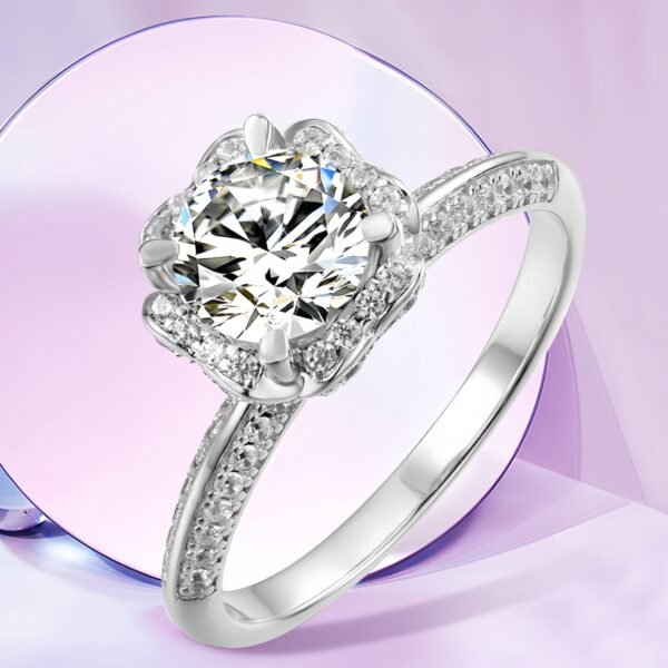 1.0c Floral Moissanite Ring - Image 4