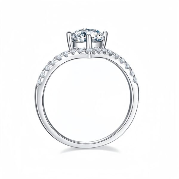 1.0c Moissanite V-shaped Design Engagement Ring - Image 5