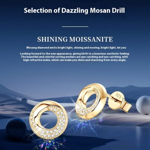 Internet celebrity full diamond moissanite rotating circle Earring - Image 4