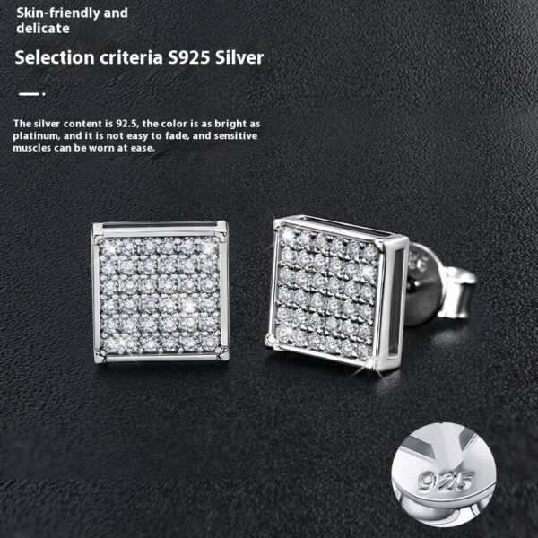 Luxury Square Moissanite Stud Earring - Image 3