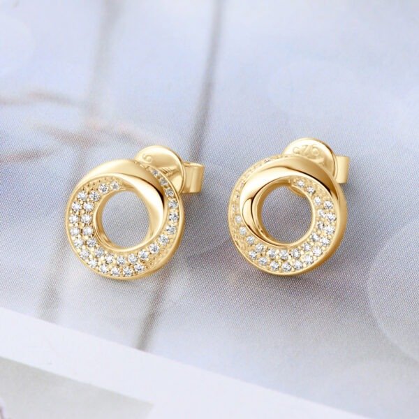 Internet celebrity full diamond moissanite rotating circle Earring - Image 6