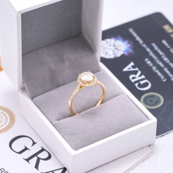 10k Gold Halo Pave Moissanite Engagement Ring - Image 3