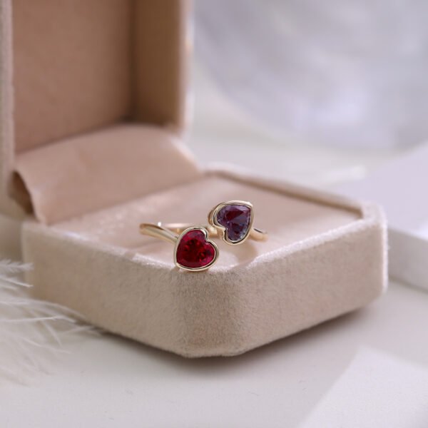 Pigeon Blood Ruby + Alexandrite Double Stone Engagement Ring - Image 6