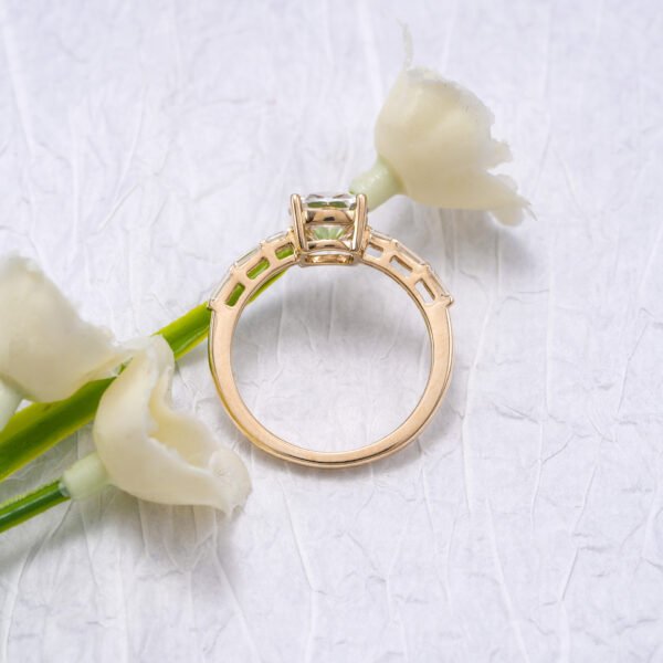 10K Gold Cushion 2 Carat Moissanite Ring - Image 3