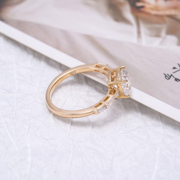 10K Gold Cushion 2 Carat Moissanite Ring - Image 4