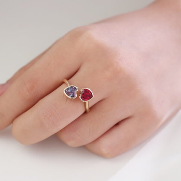 Pigeon Blood Ruby + Alexandrite Double Stone Engagement Ring - Image 3