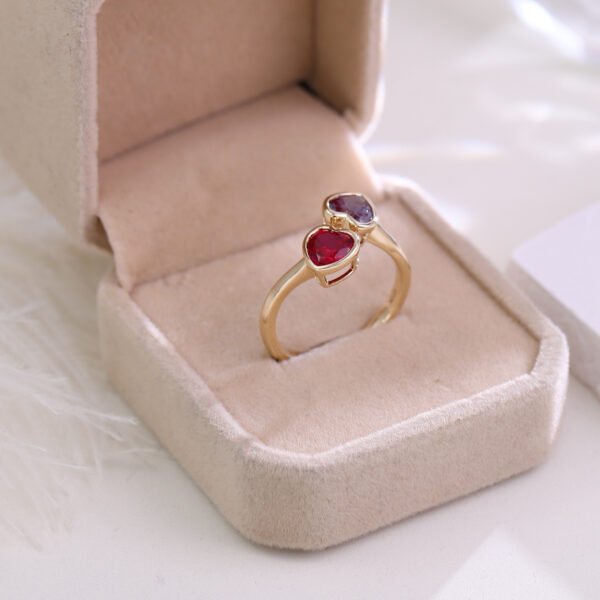 Pigeon Blood Ruby + Alexandrite Double Stone Engagement Ring - Image 7