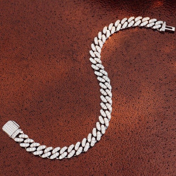 Ice Crystal Miami Cuban Chain Moissanite Bracelet and Necklace - Image 6