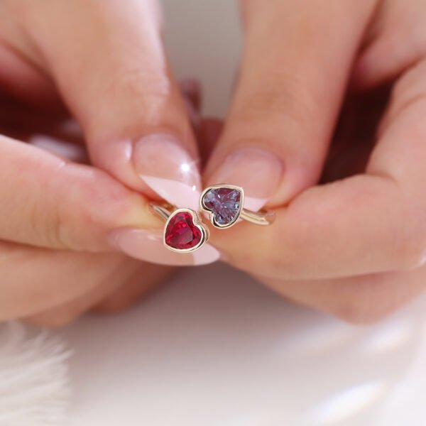 Pigeon Blood Ruby + Alexandrite Double Stone Engagement Ring - Image 4