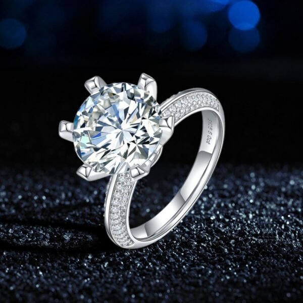 5 carat moissanite silver plated 18k gold diamond wedding ring - Image 8