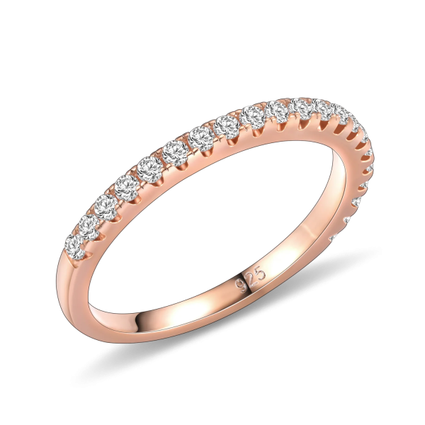 Round Cut Moss Agate Pave Engagement Ring Set in Rose Gold - 925 Sterling Silver - Image 7