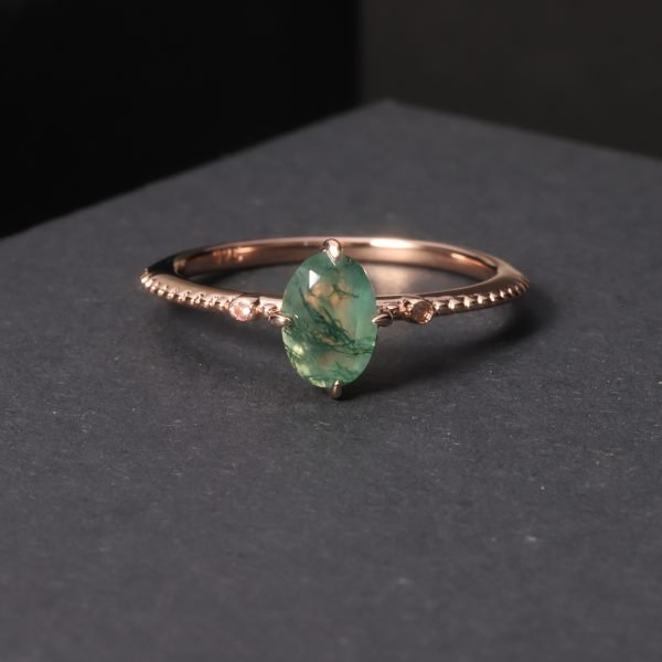 JIEMIIYOU® Elegant and Simple Custom Moss Agate Gemstone Ring - Image 3