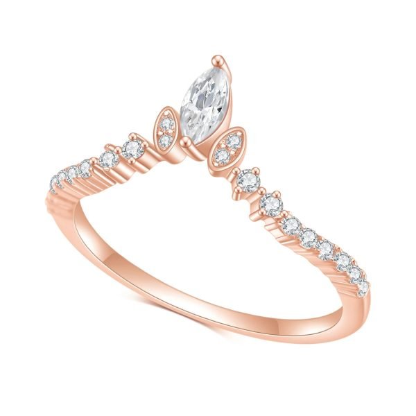 Round Cut Moss Agate Engagement Ring Set in Rose Gold - Image 7