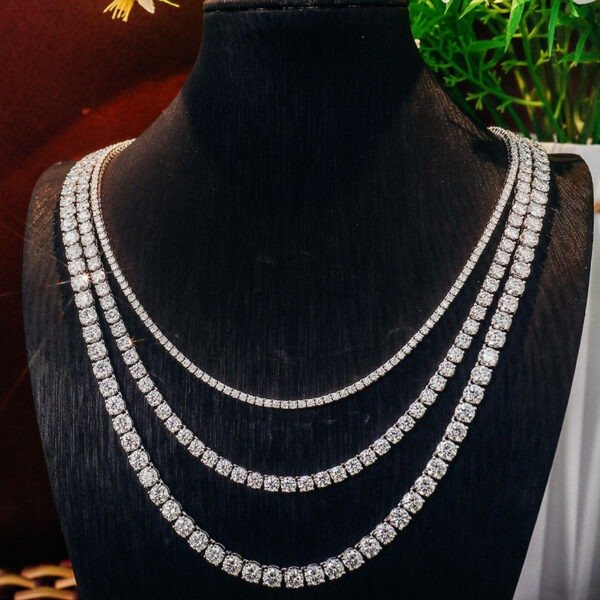 Silver Inlaid Four-claw 3mm Moissanite Tennis Bracelet Necklace - Image 9