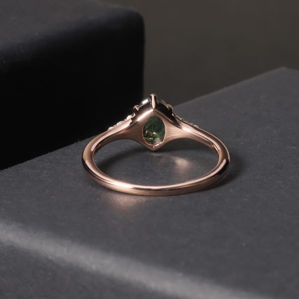 JIEMIIYOU® Oval Natural Moss Agate Ring s925 Sterling Silver Inlaid Moss Gemstone Ring - Image 5