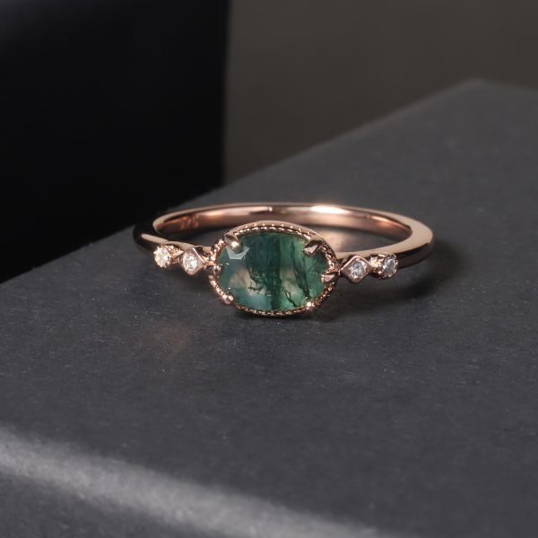 JIEMIIYOU® Elegant and Simple Custom Moss Agate Gemstone Ring - Image 6