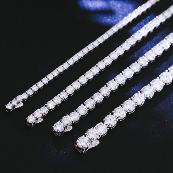Silver Inlaid Four-claw 3mm Moissanite Tennis Bracelet Necklace - Image 6
