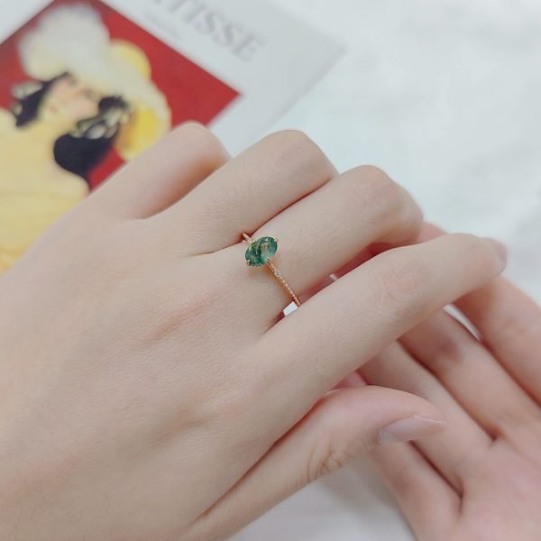 JIEMIIYOU® Elegant and Simple Custom Moss Agate Gemstone Ring - Image 8