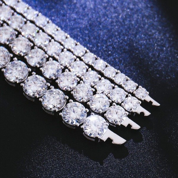 Silver Inlaid Four-claw 3mm Moissanite Tennis Bracelet Necklace - Image 7