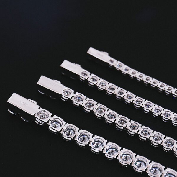 Silver Inlaid Four-claw 3mm Moissanite Tennis Bracelet Necklace - Image 8