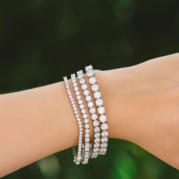 Silver Inlaid Four-claw 3mm Moissanite Tennis Bracelet Necklace - Image 3