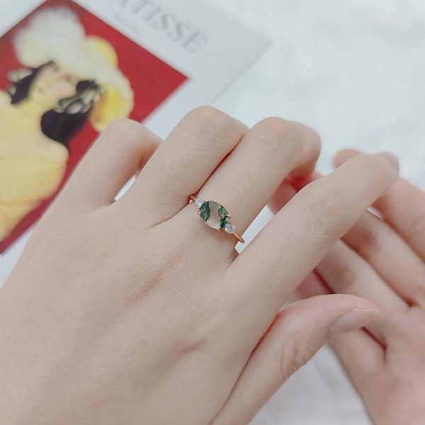 JIEMIIYOU® Elegant and Simple Custom Moss Agate Gemstone Ring - Image 10