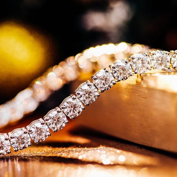 Silver Inlaid Four-claw 3mm Moissanite Tennis Bracelet Necklace - Image 2