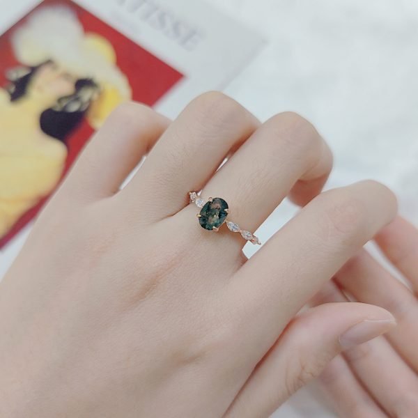 JIEMIIYOU® Elegant and Simple Custom Moss Agate Gemstone Ring - Image 11