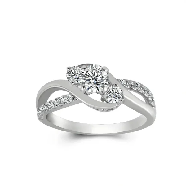Three Stone Petite Twisted Vine Engagement Ring