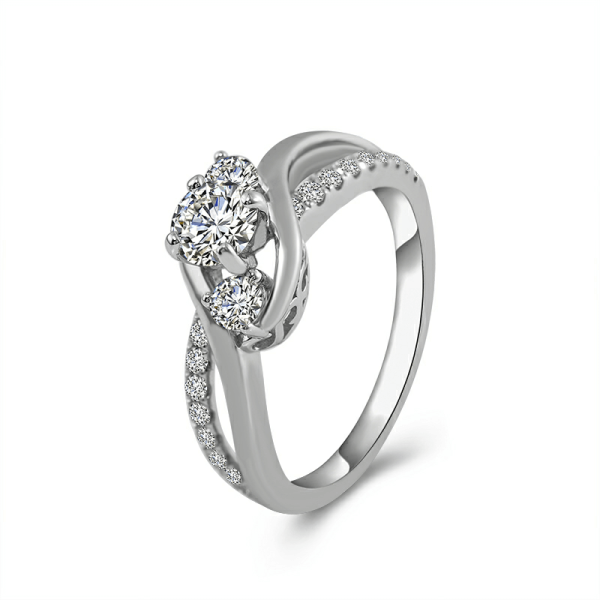 Three Stone Petite Twisted Vine Engagement Ring - Image 2