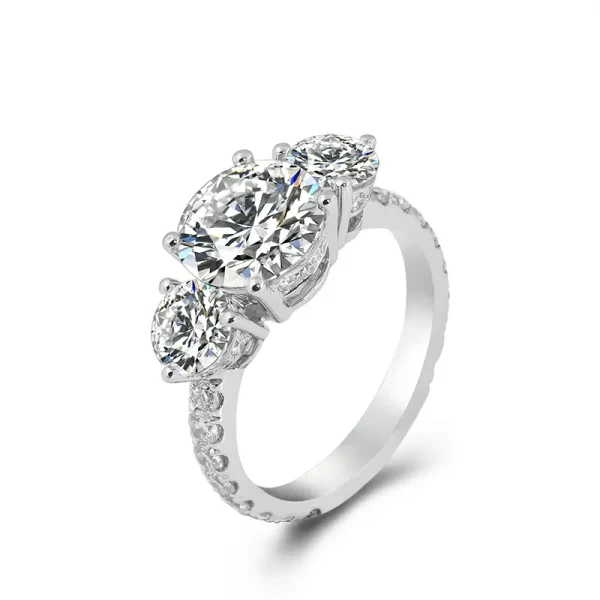 2.0ct Round Brilliant Cut Moissanite Three-Stone Ring