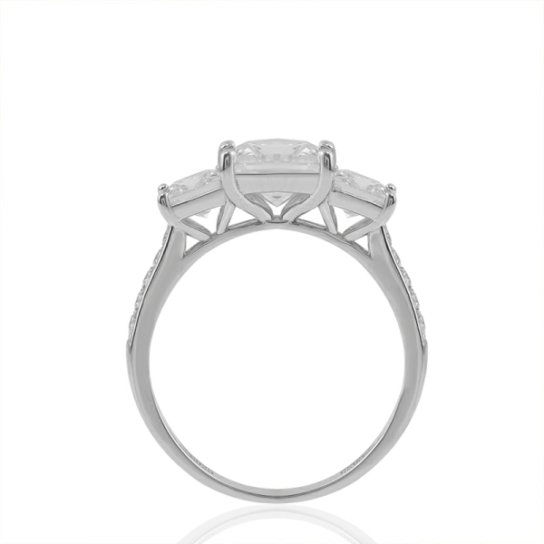 Three Stone Princess Moissanite Engagement Ring - Image 3