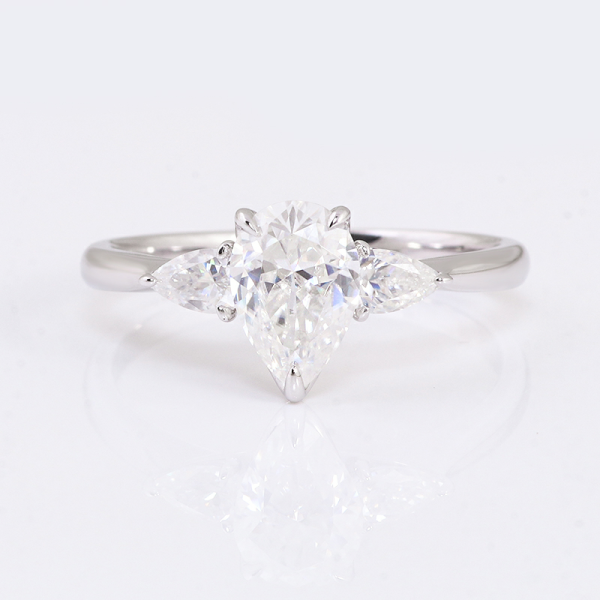 1.5ct Elegant Pear Three-Stone Moissanite Engagement Ring - Image 2