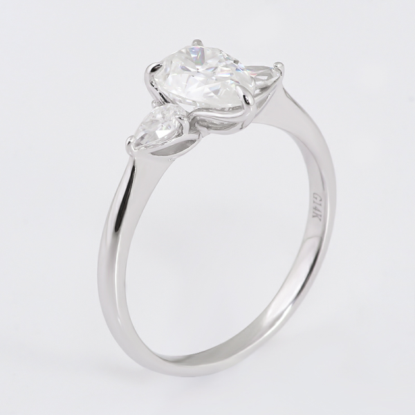 1.5ct Elegant Pear Three-Stone Moissanite Engagement Ring - Image 5
