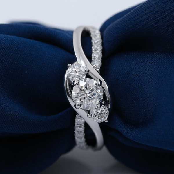 Three Stone Petite Twisted Vine Engagement Ring - Image 6