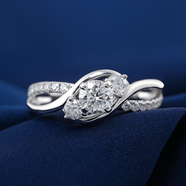 Three Stone Petite Twisted Vine Engagement Ring - Image 7